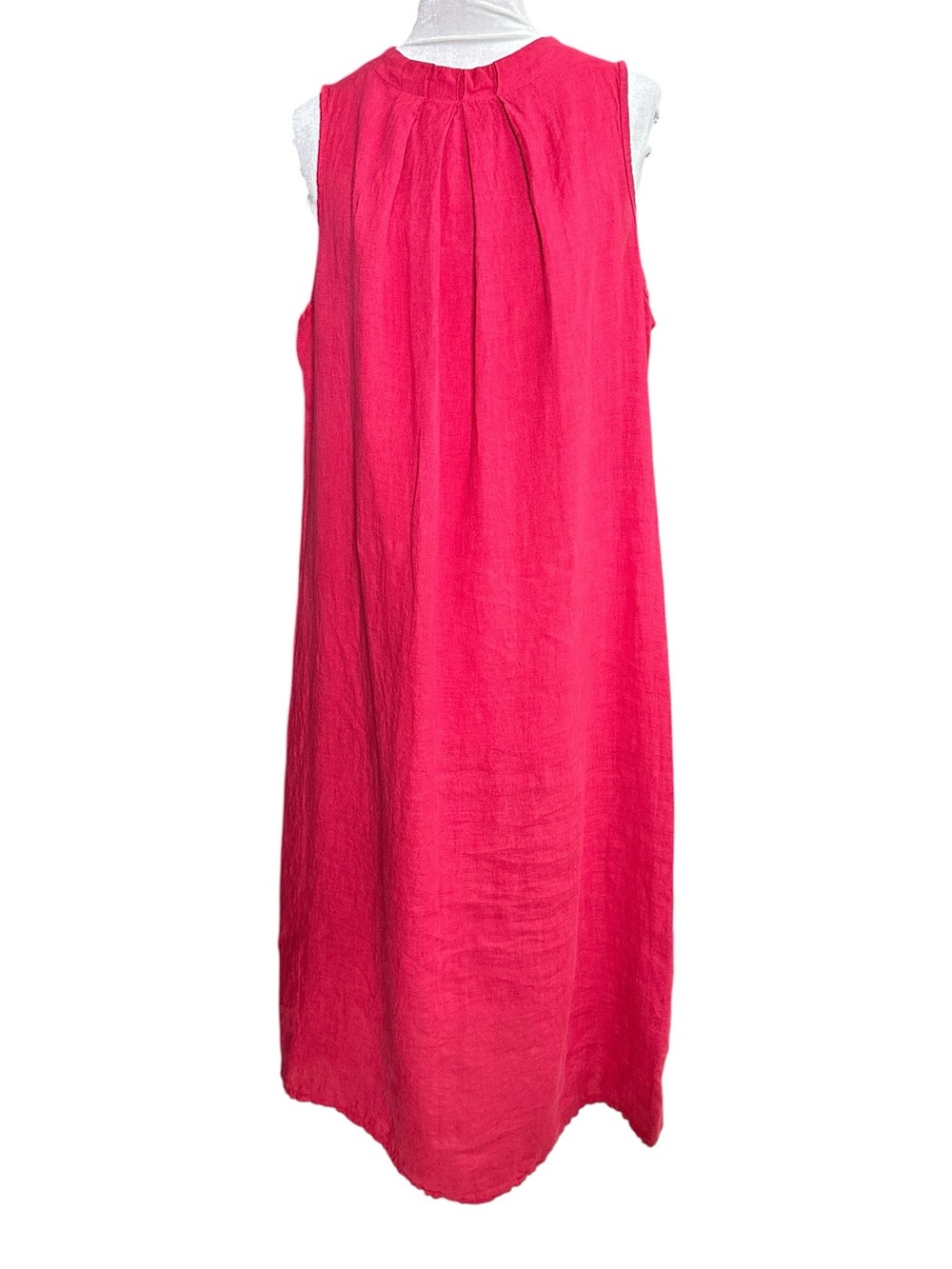 Vanessa Zani Women’s Red Linen Midi Dress. Size L. Made In Italy Beachy Coastal